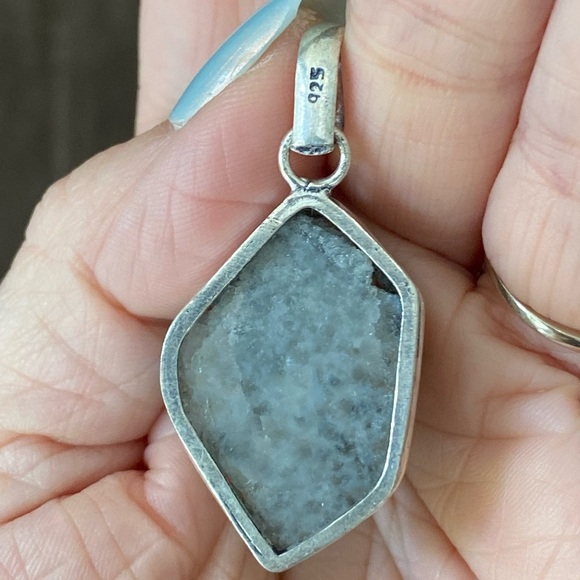 Titanium Druzy 925 Sterling Silver Necklace Pendant - Picture 3 of 4